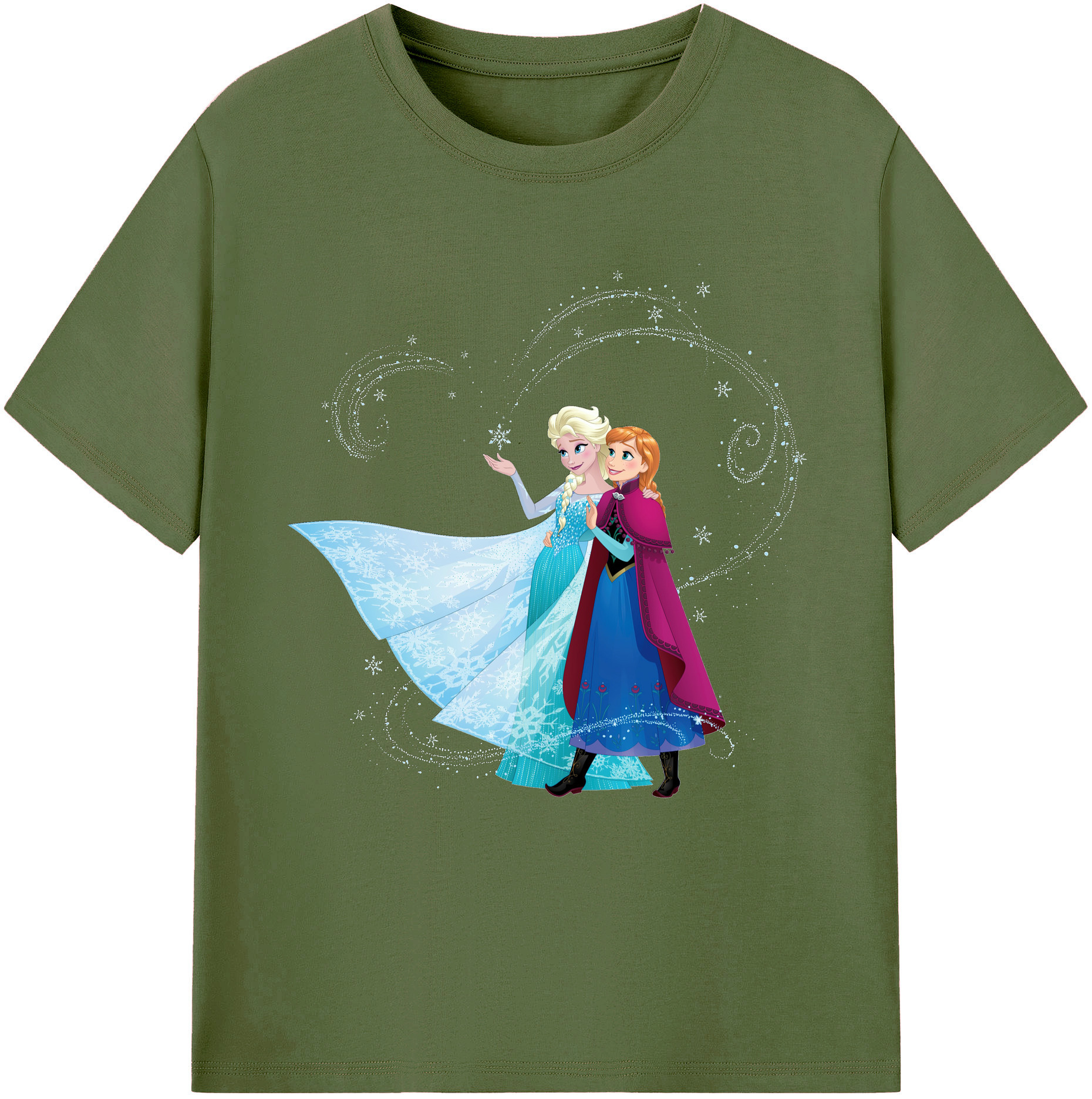 （画像用） アナと雪の女王 アンナ エルサ Frozen Anna Elsa 綿100％半袖Tシャツ（フロントプリント）